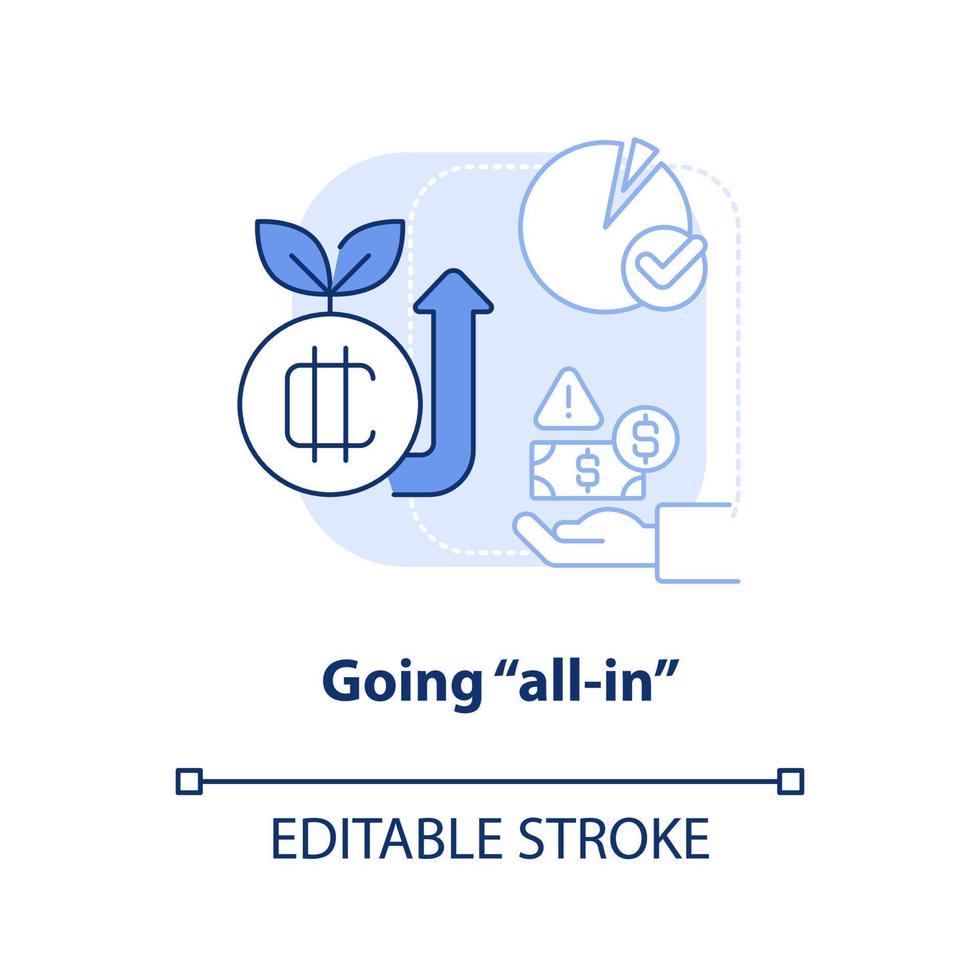 Going all in light blue concept icon vector