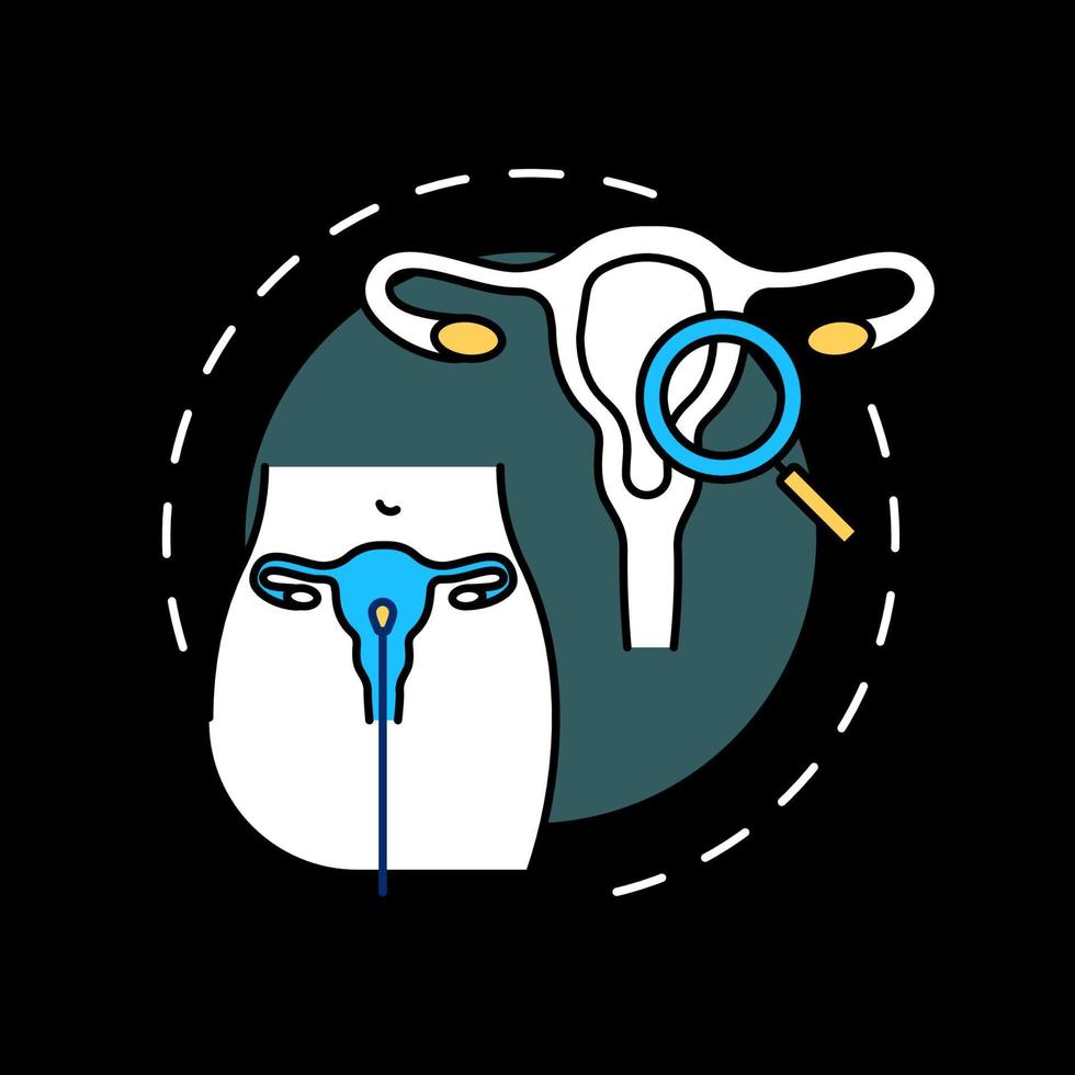 Gynecological examination concept icon for dark theme vector