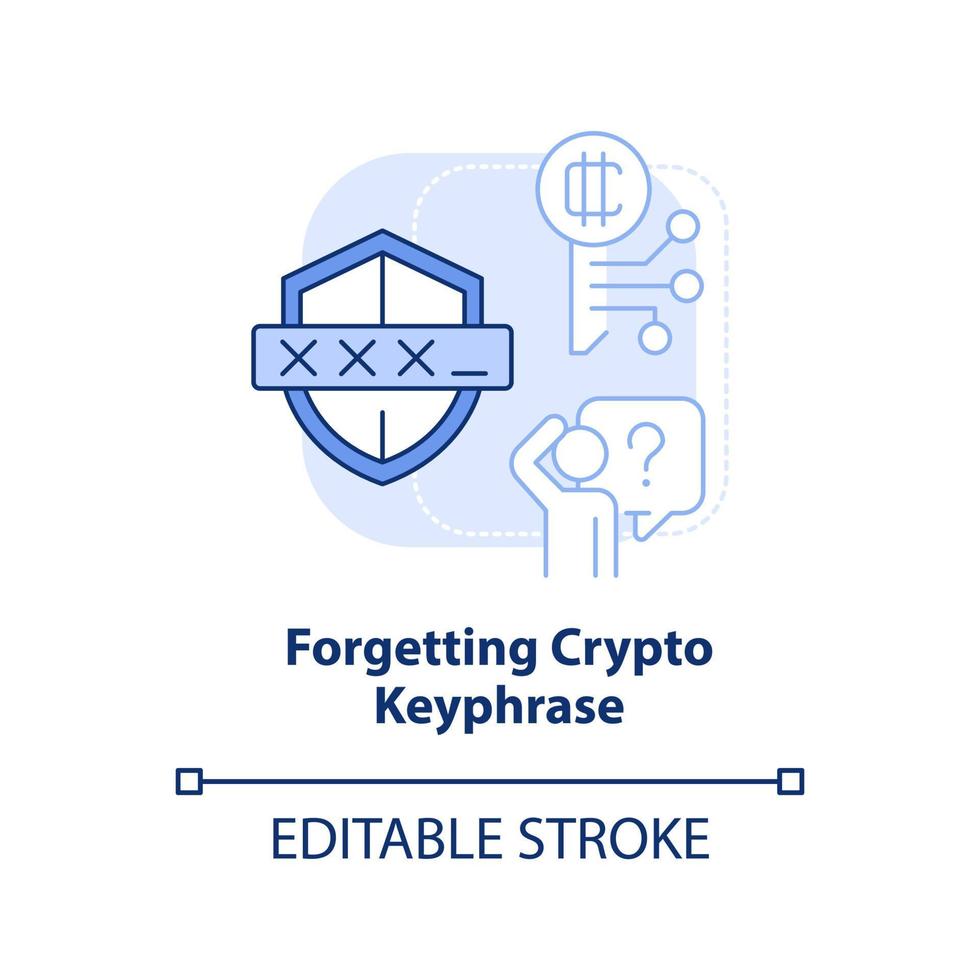 Forgetting crypto keyphrase light blue concept icon vector
