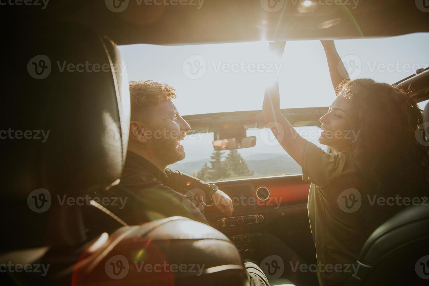 Couple having fun on roadtrip photo