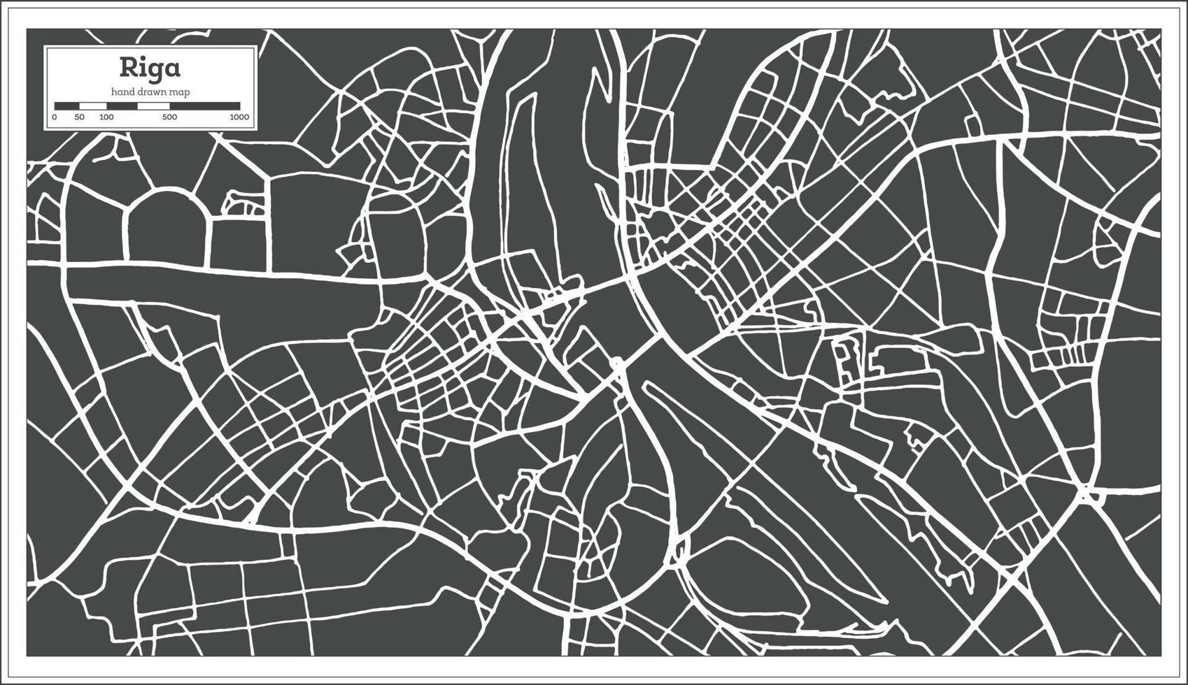 mapa de riga letonia en estilo retro. vector