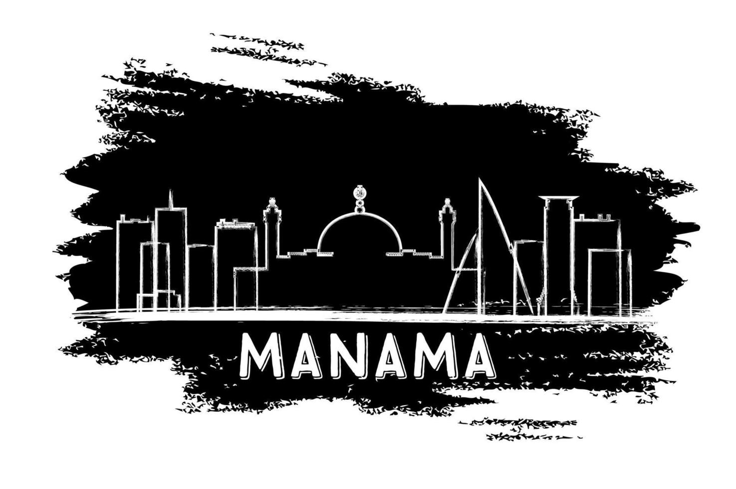 Manama Bahrain Skyline Silhouette. Hand Drawn Sketch. vector