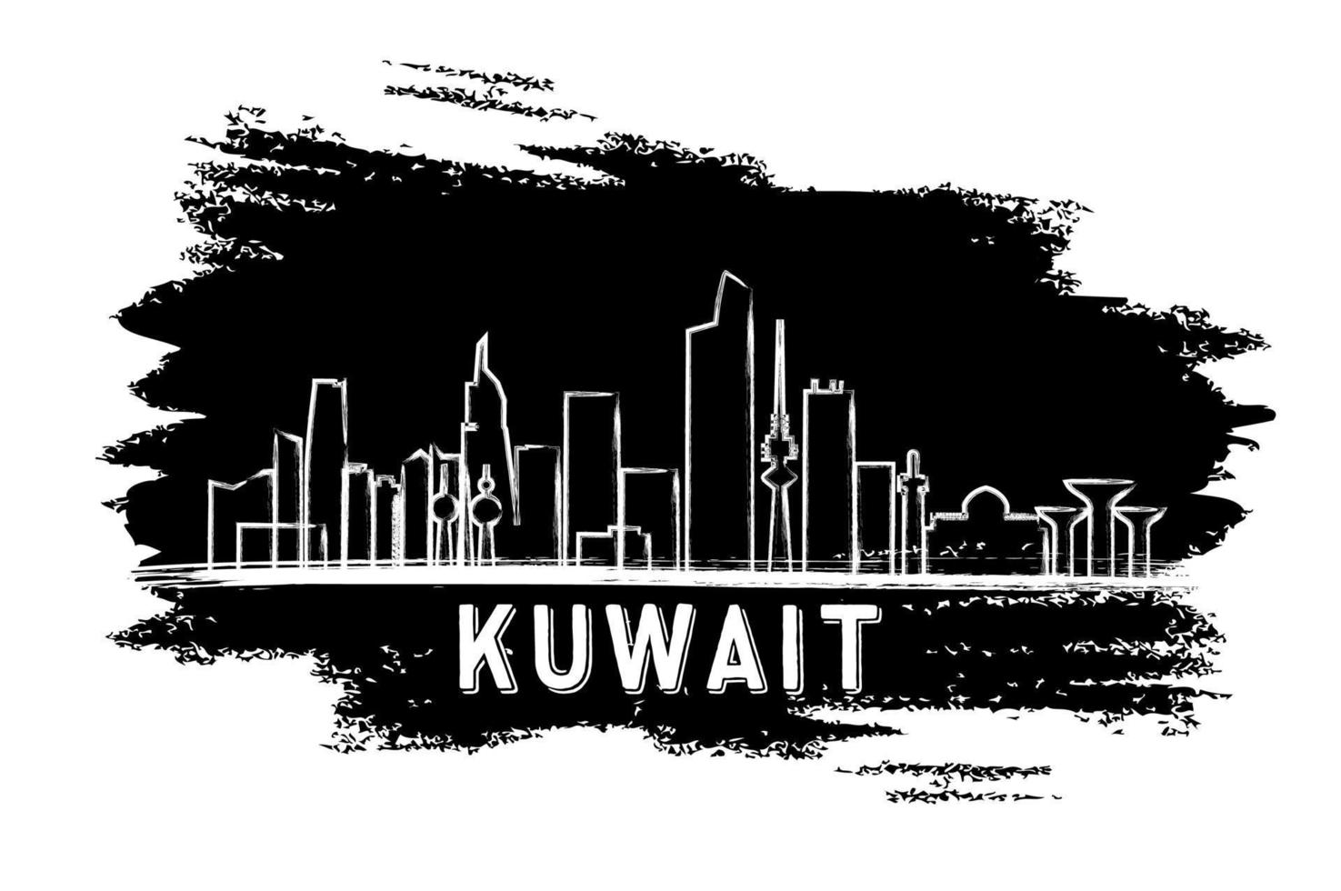 Kuwait Skyline Silhouette. Hand Drawn Sketch. vector