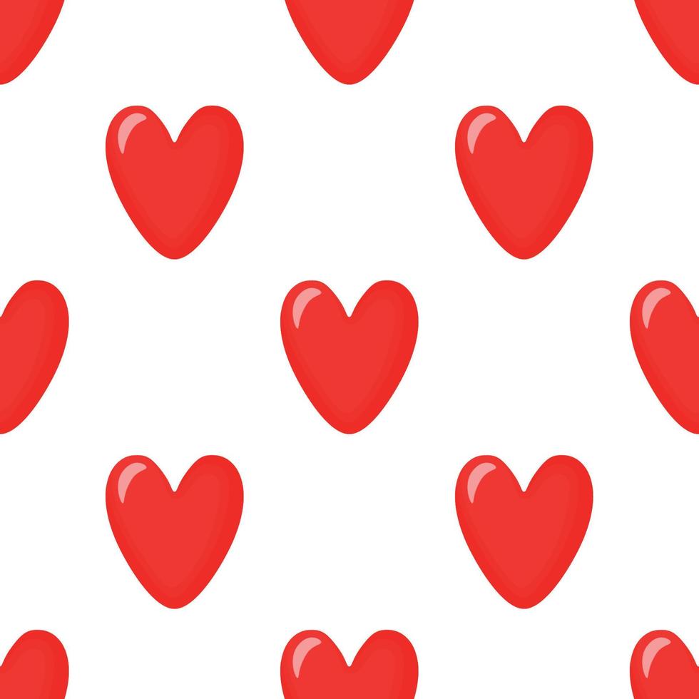 Seamless pattern with red hearts for textiles and wrapping paper, vector