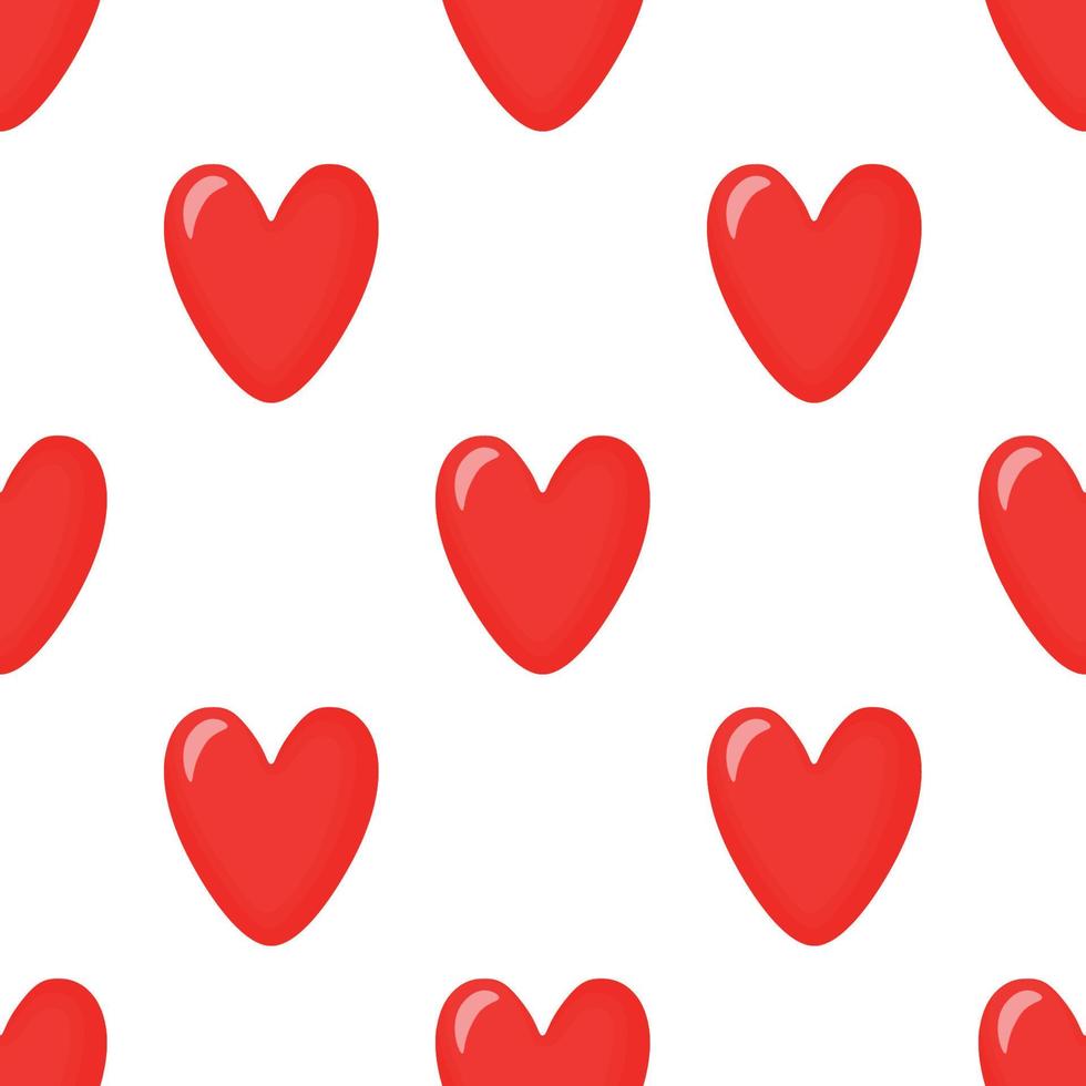 Seamless pattern with red hearts for textiles and wrapping paper, vector