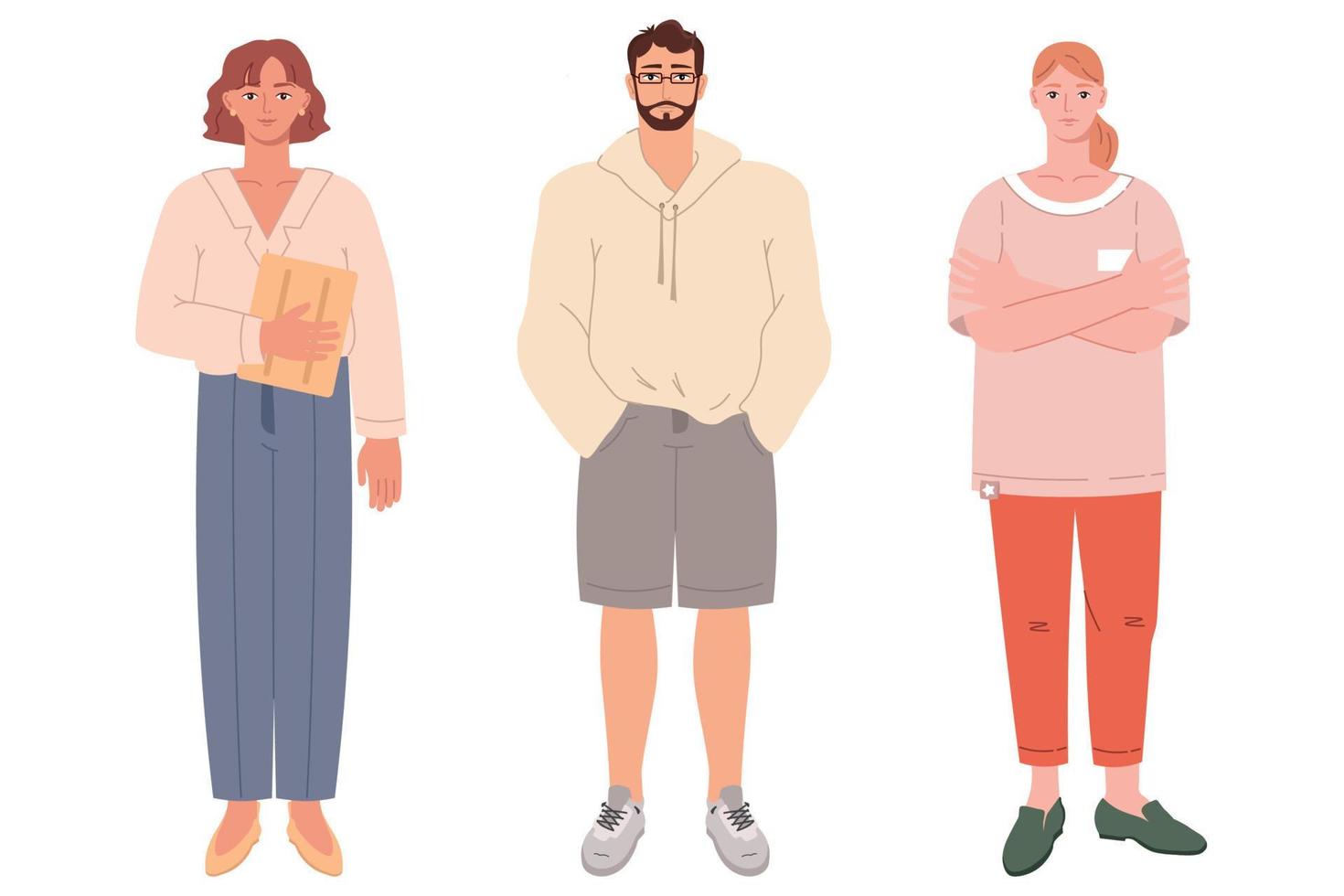 Set of people - housewife, hipster, businesswoman. Vector illustration in the style of flat.