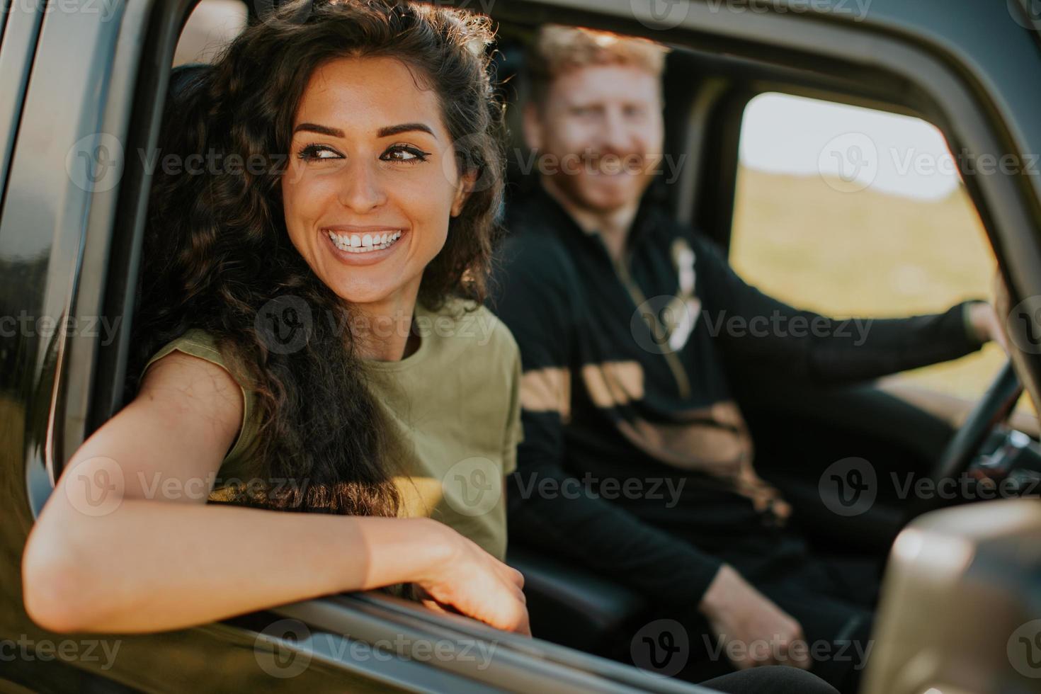 Couple having fun on roadtrip photo