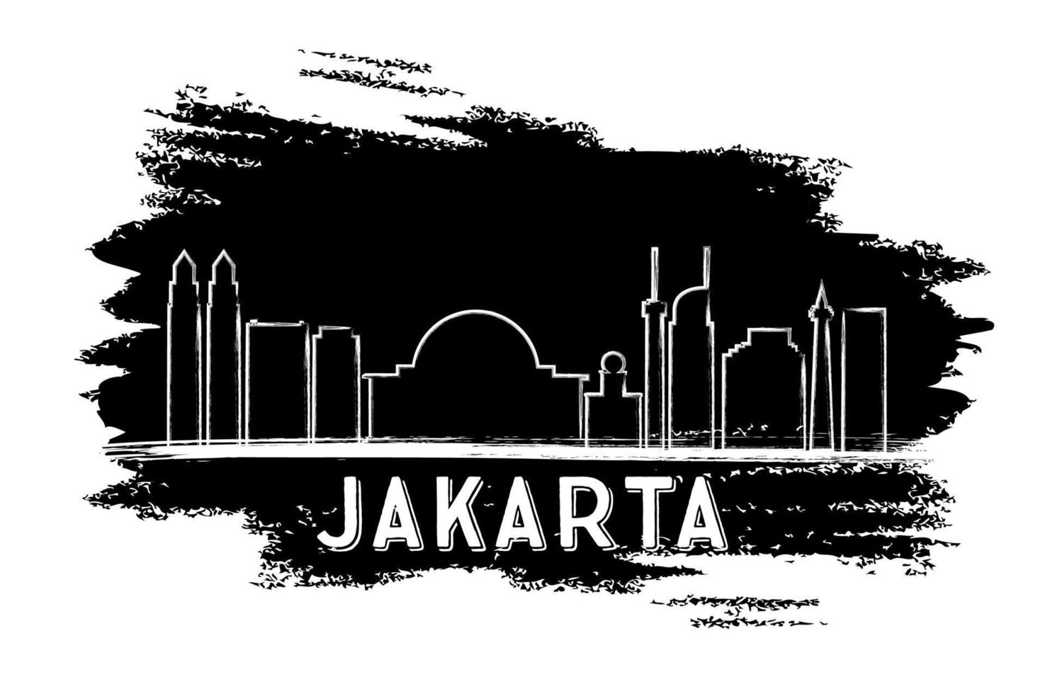 Jakarta Skyline Silhouette. Hand Drawn Sketch. vector