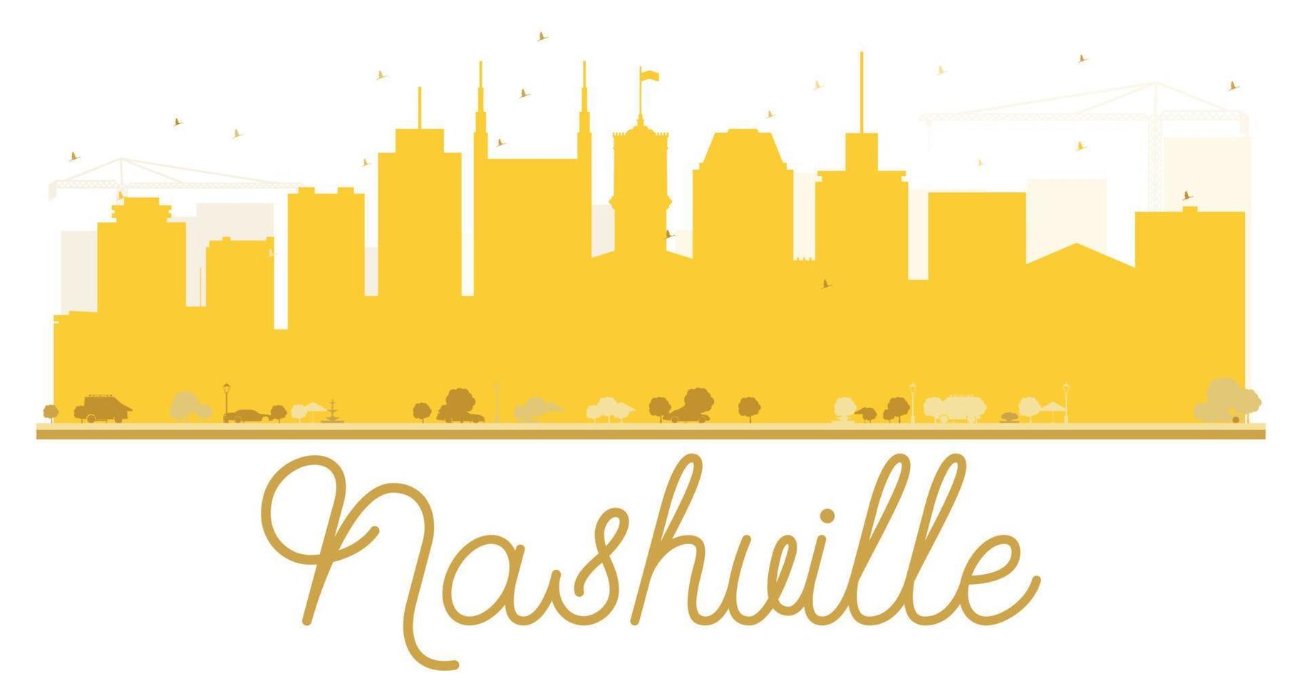 Nashville City skyline golden silhouette. vector
