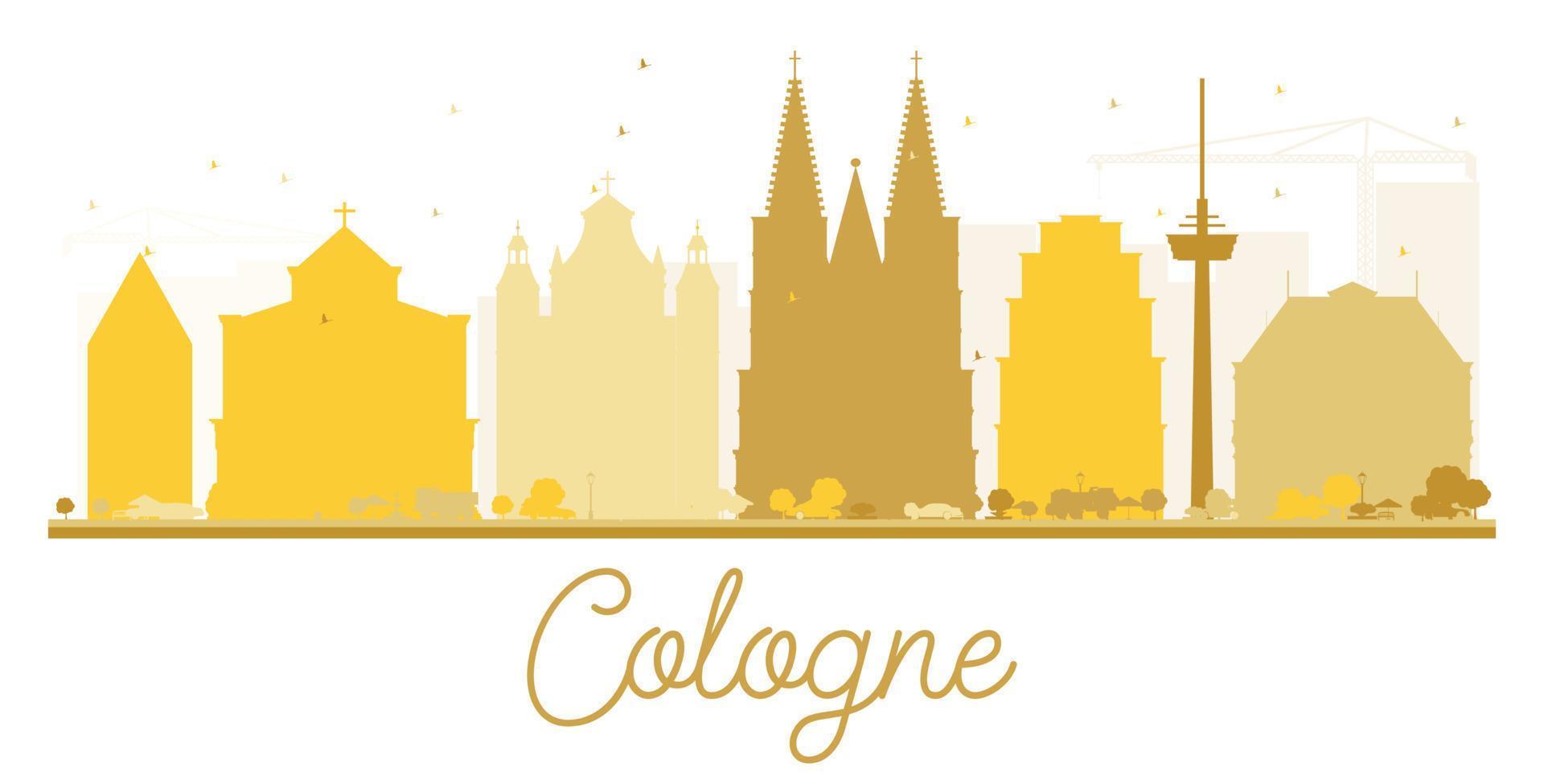 Cologne City skyline golden silhouette. vector