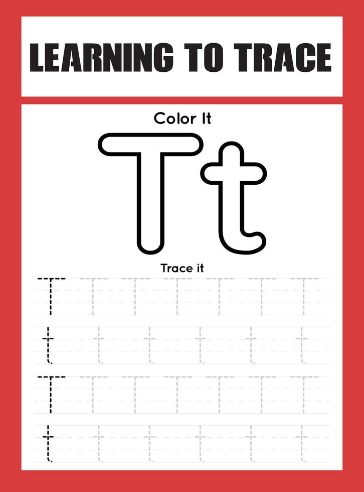 Learning to Trace Kids Activity workesheet vector