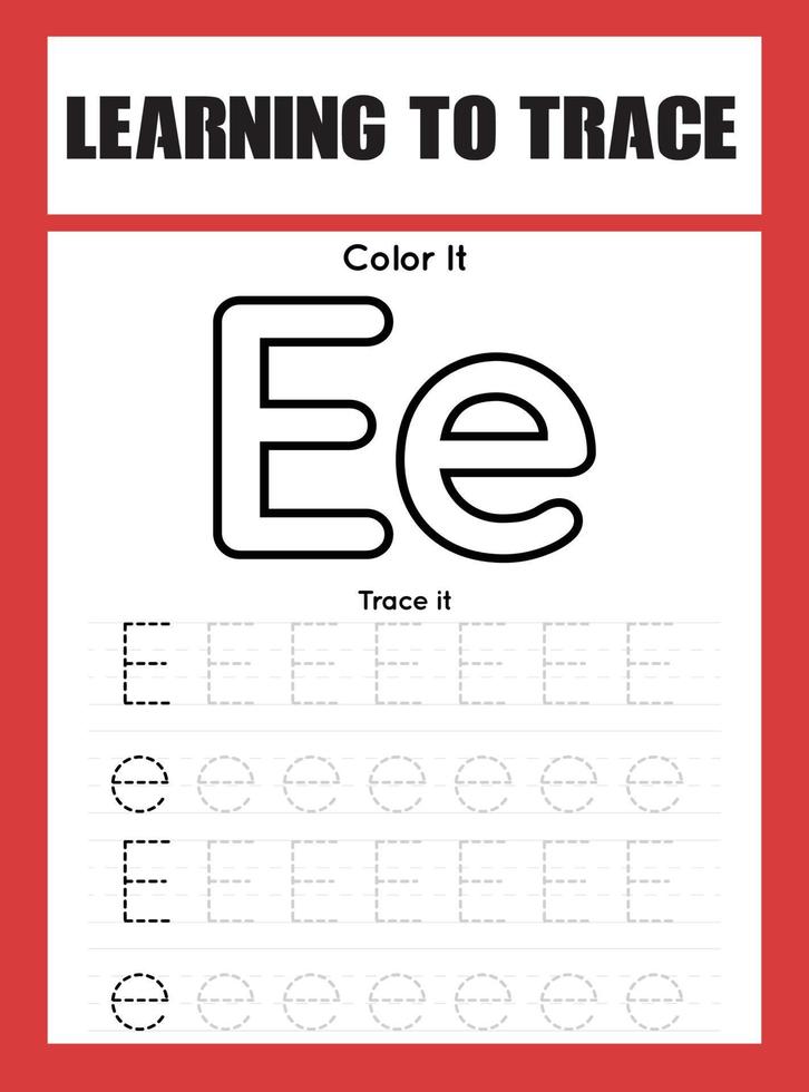 Learning to Trace Kids Activity workesheet vector