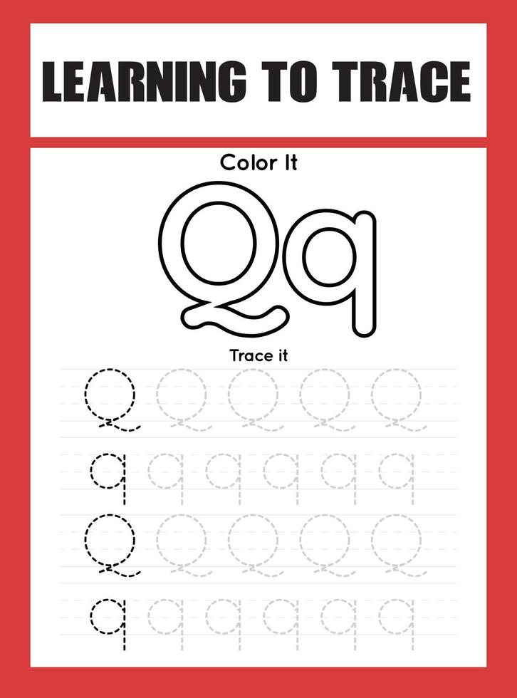 Learning to Trace Kids Activity workesheet vector