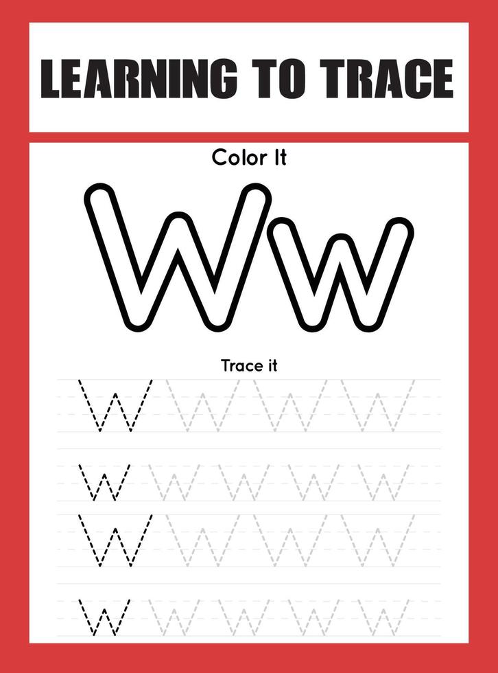 Learning to Trace Kids Activity workesheet vector