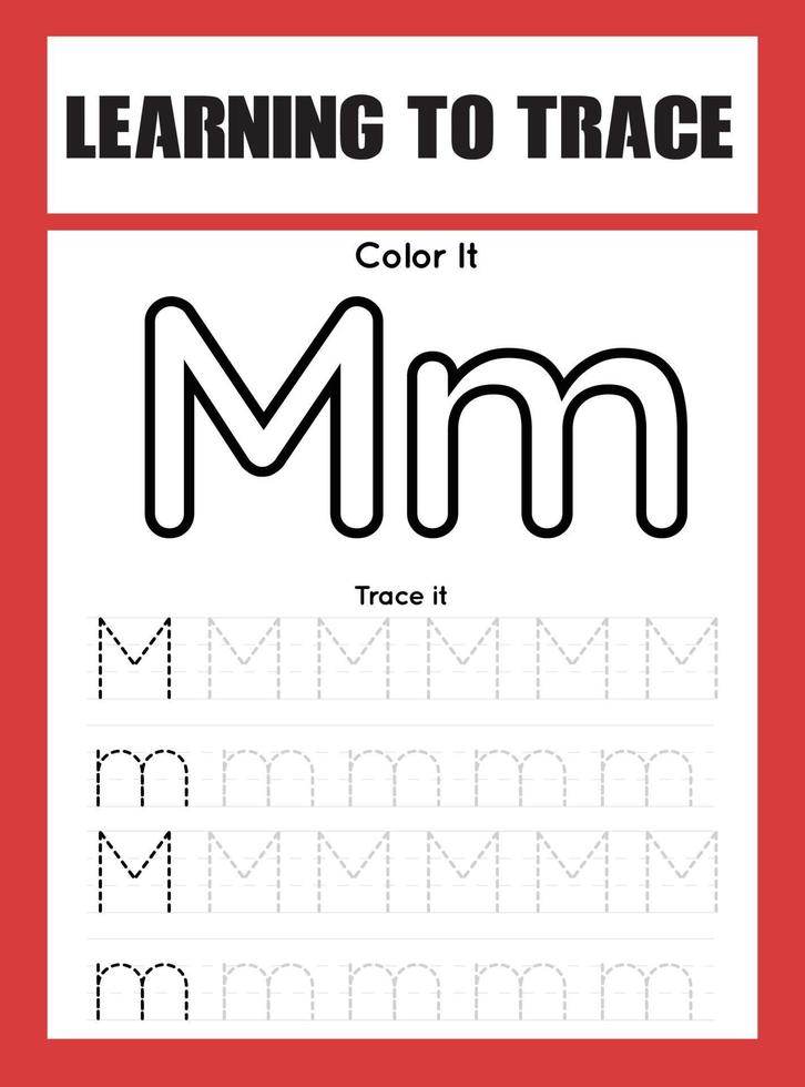 Learning to Trace Kids Activity workesheet vector