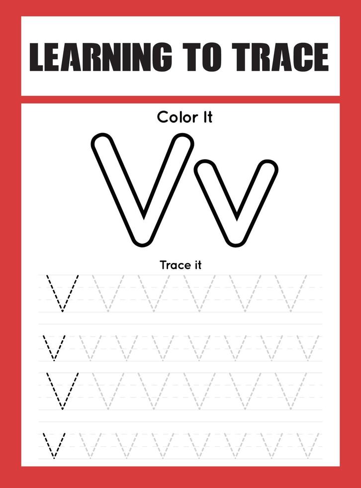 Learning to Trace Kids Activity workesheet vector