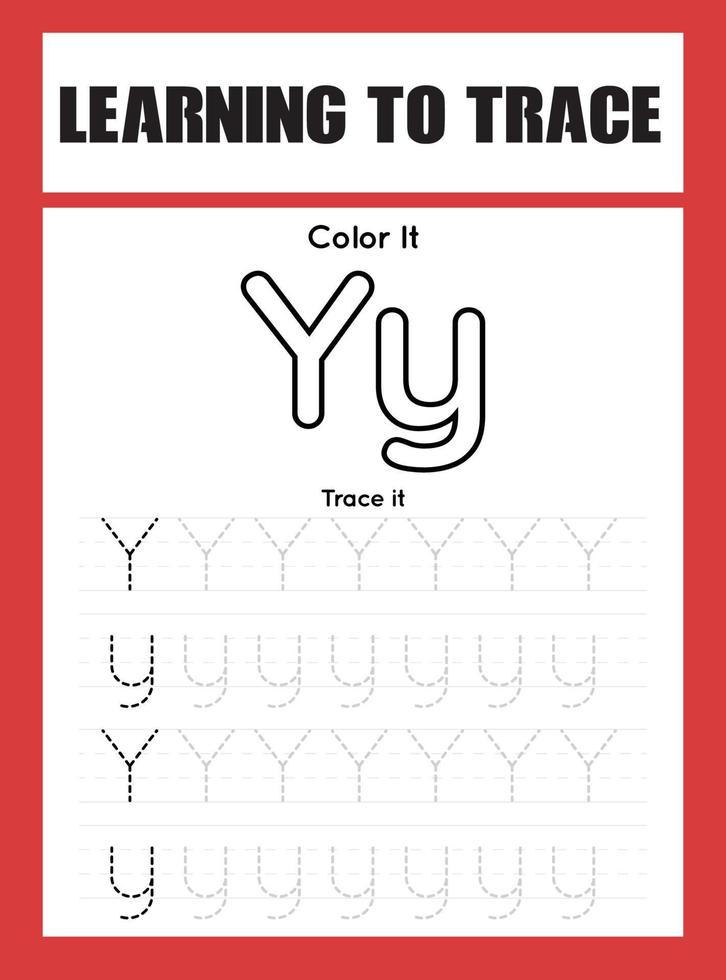 Learning to Trace Kids Activity workesheet vector