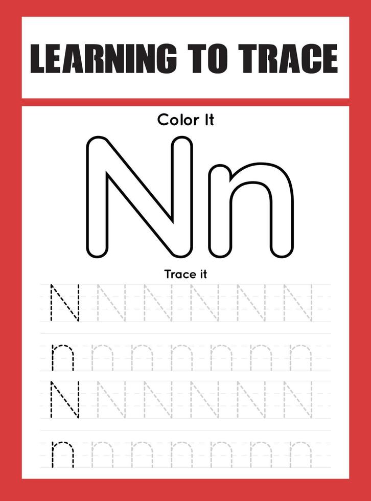 Learning to Trace Kids Activity workesheet vector