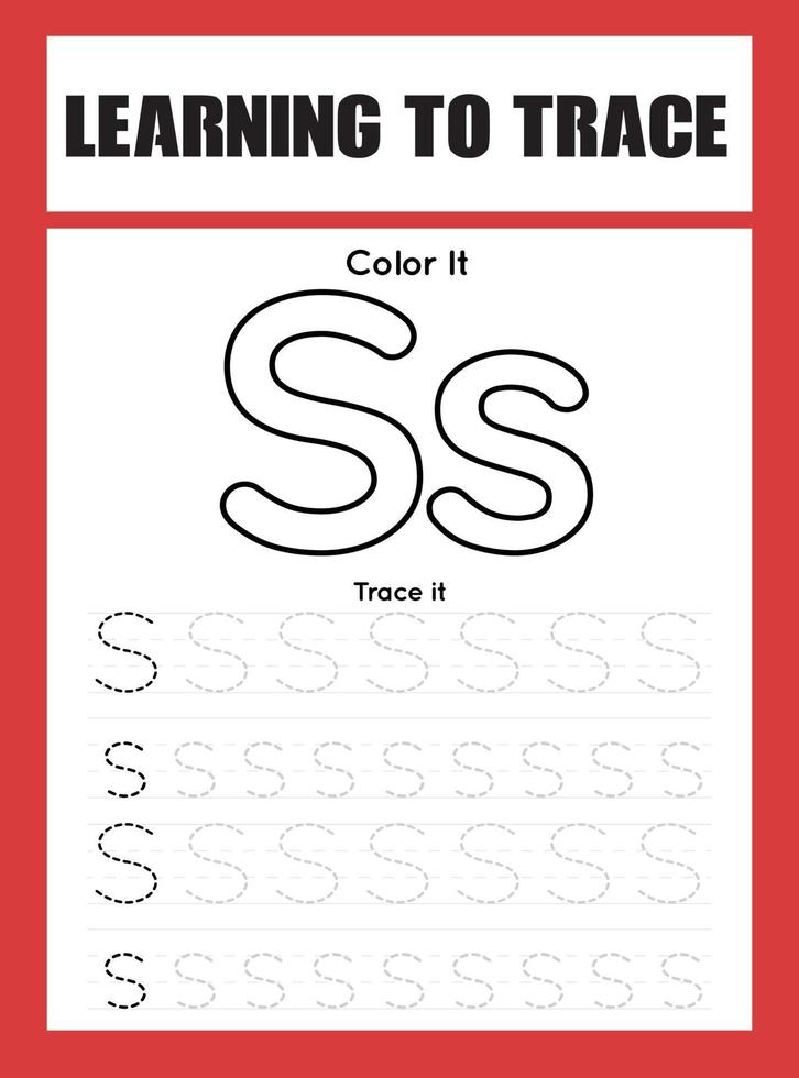 Learning to Trace Kids Activity workesheet vector