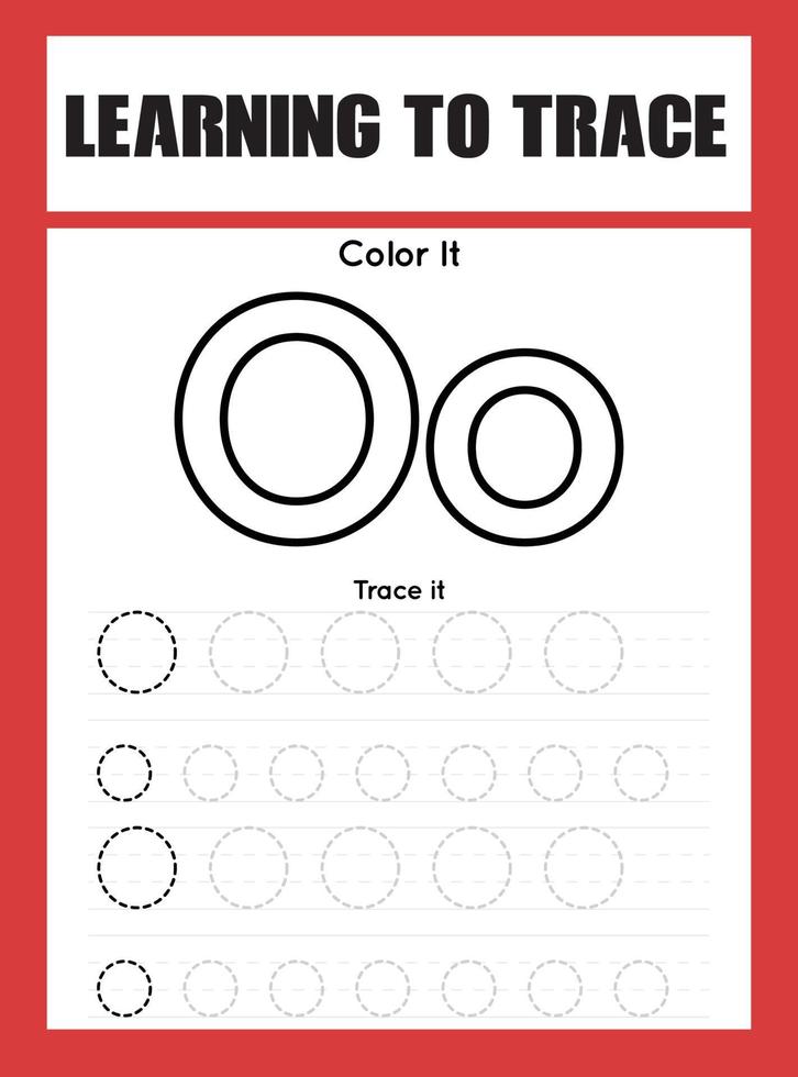 Learning to Trace Kids Activity workesheet vector