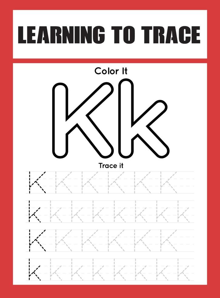 Learning to Trace Kids Activity workesheet vector