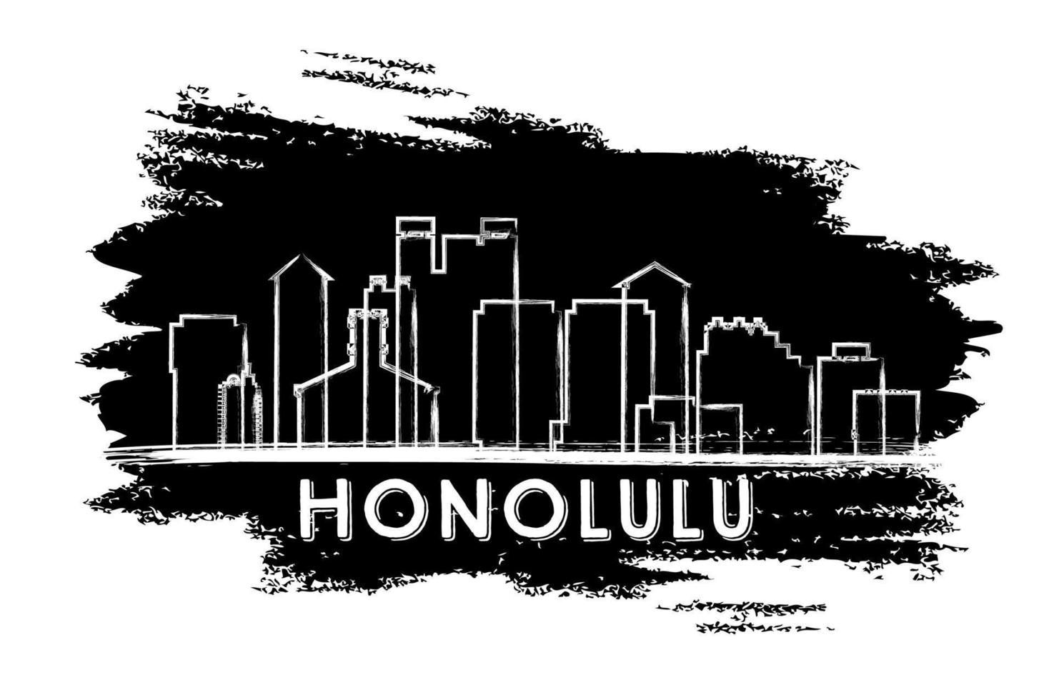 Honolulu Skyline Silhouette. Hand Drawn Sketch. vector