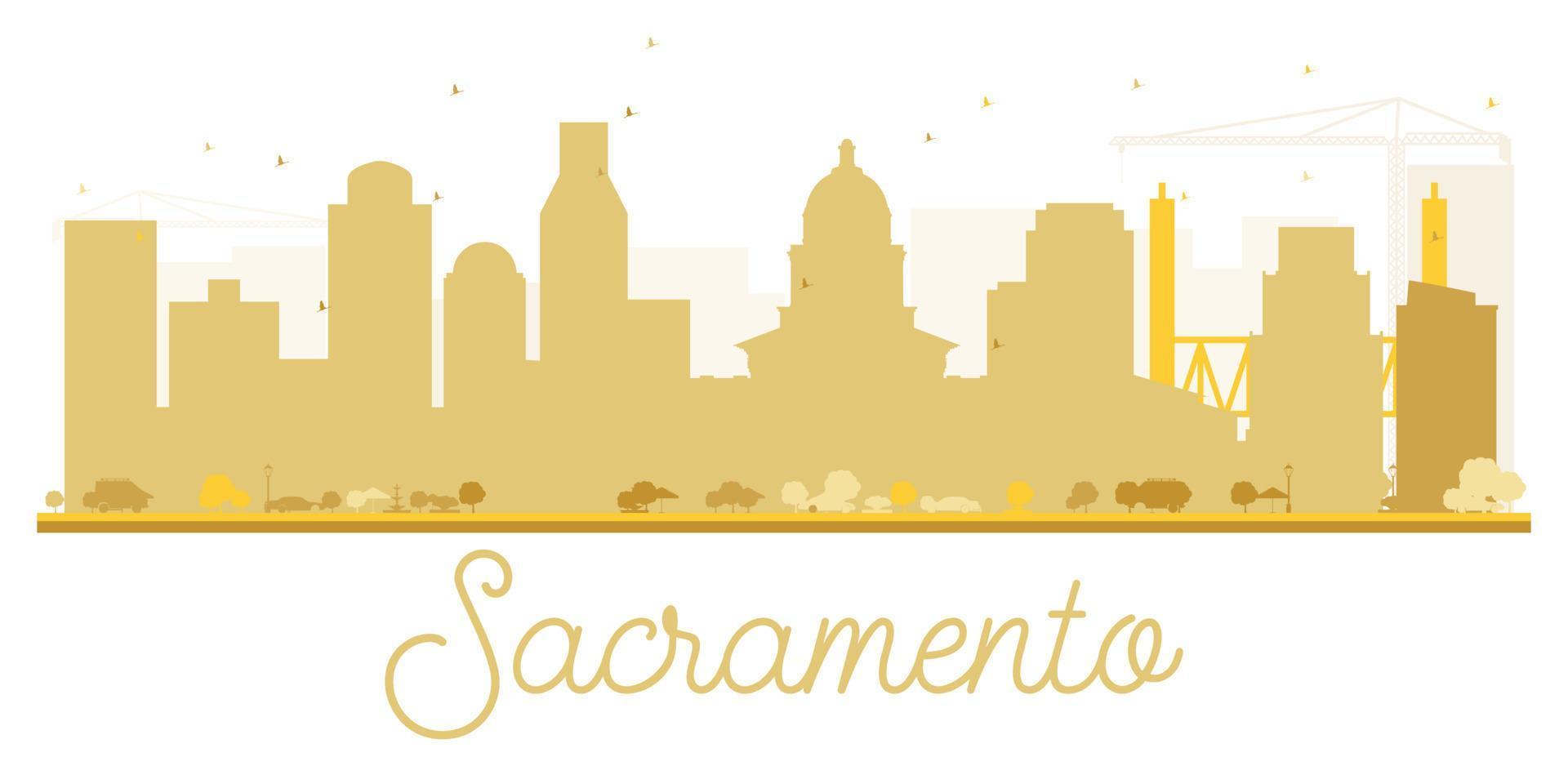 Sacramento City skyline golden silhouette. vector