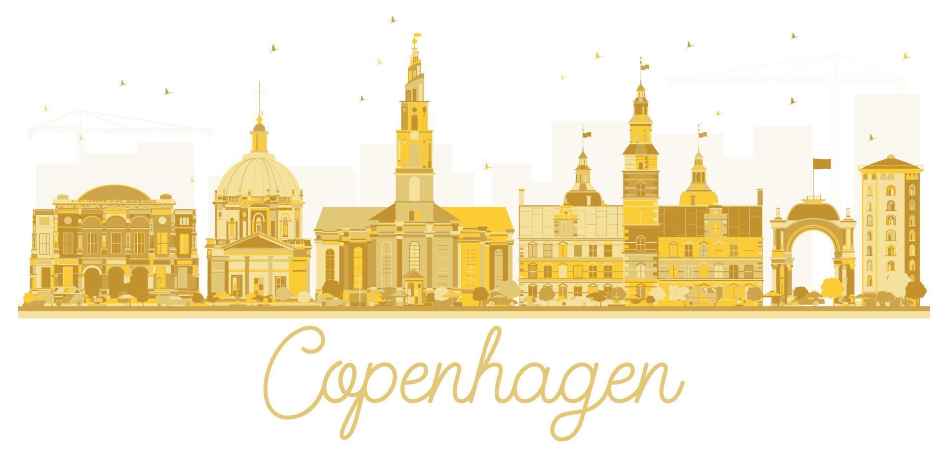 Copenhagen Denmark City skyline golden silhouette. vector