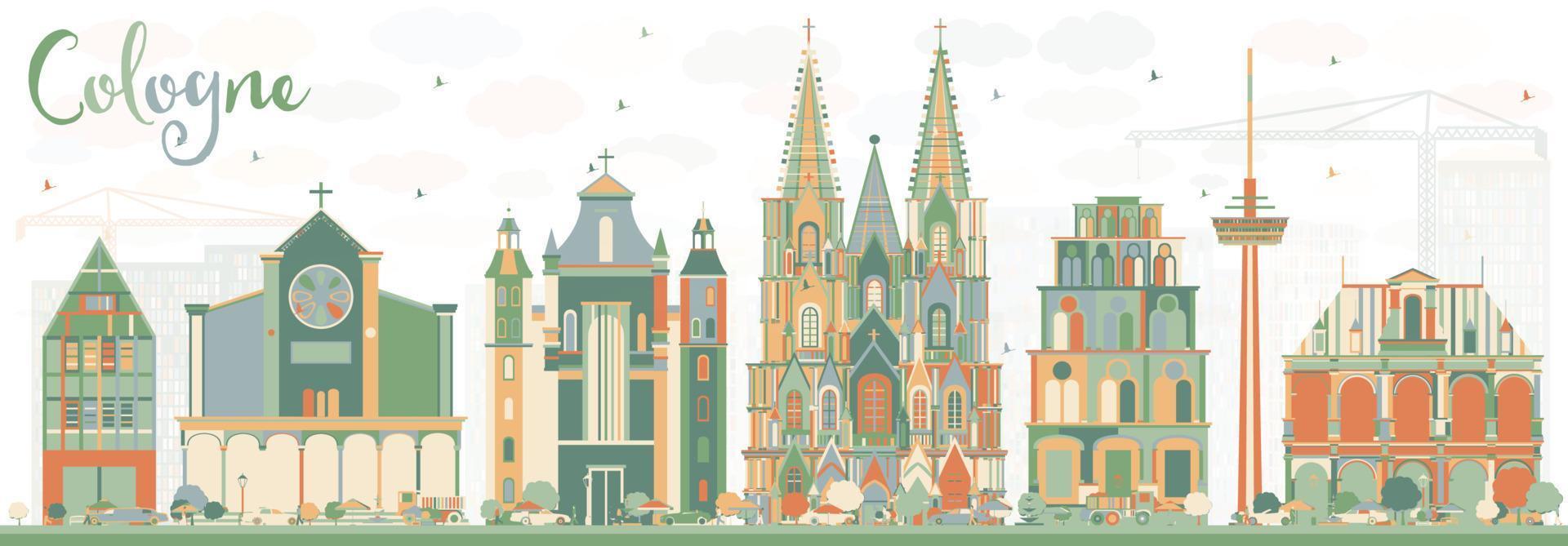 Abstract Cologne Skyline with Color Buildings. vector