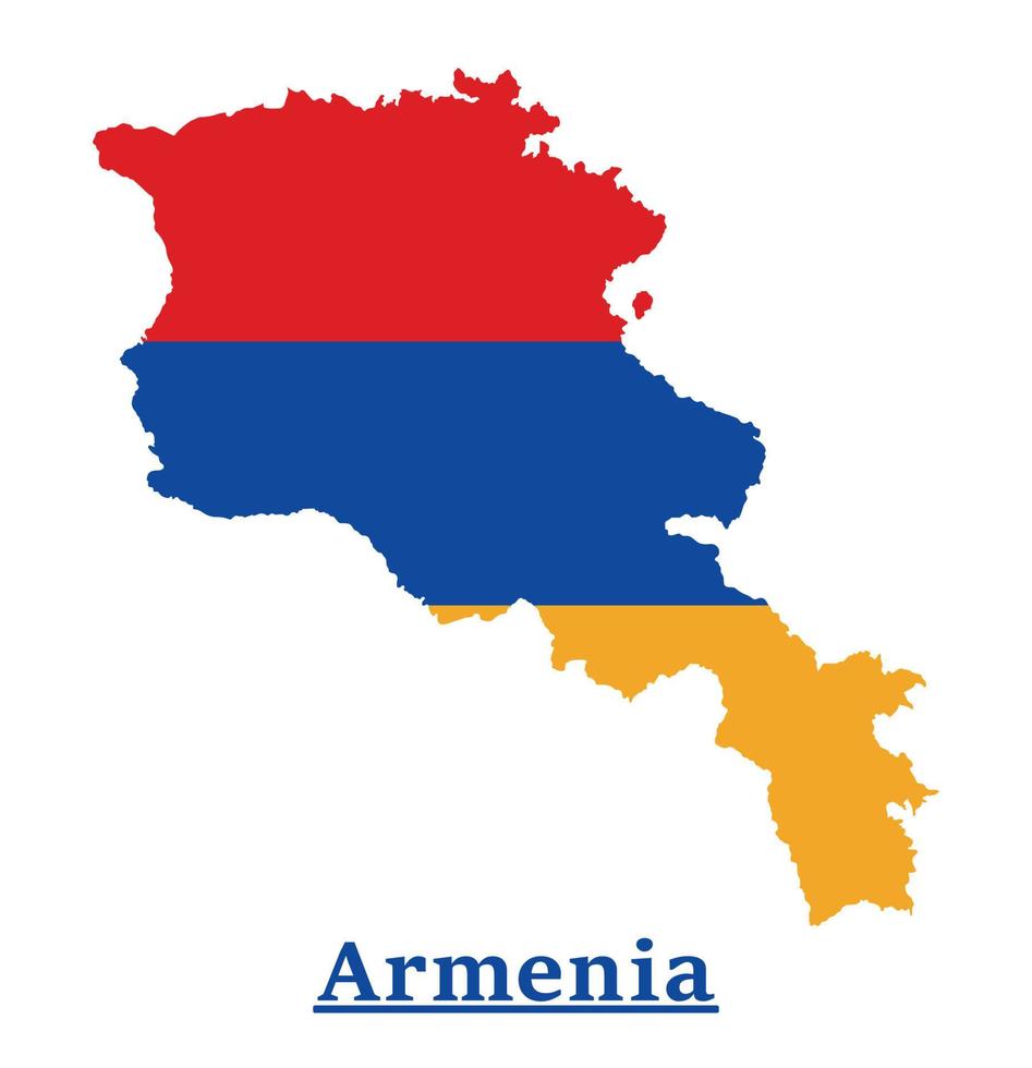 Armenia National Flag Map Design, Illustration Of Armenia Country Flag Inside The Map vector