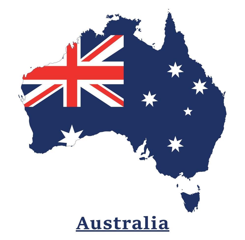 Australia National Flag Map Design, Illustration Of Australia Country Flag Inside The Map vector