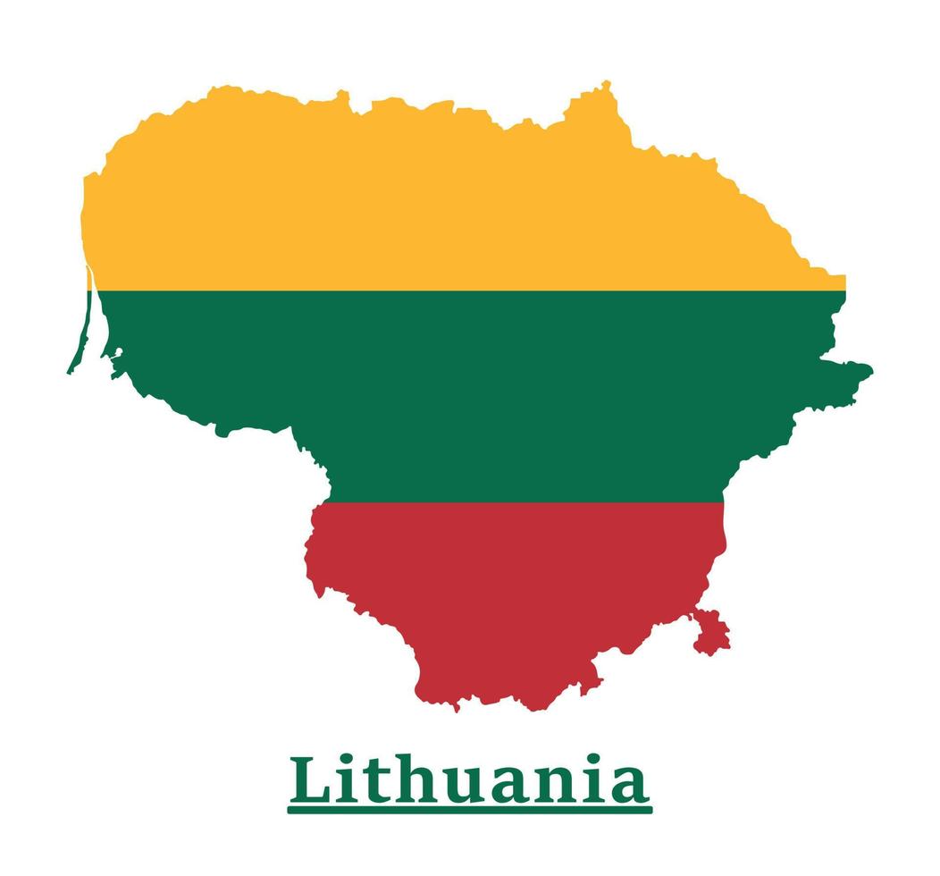 Lithuania National Flag Map Design, Illustration Of Lithuania Country Flag Inside The Map vector