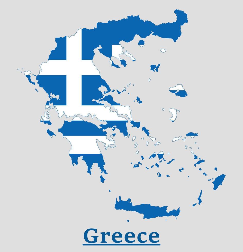 Greece National Flag Map Design, Illustration Of Greece Country Flag Inside The Map vector