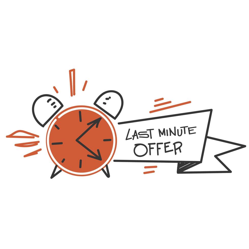 hand drawn doodle last minute offer button sign illustration vector