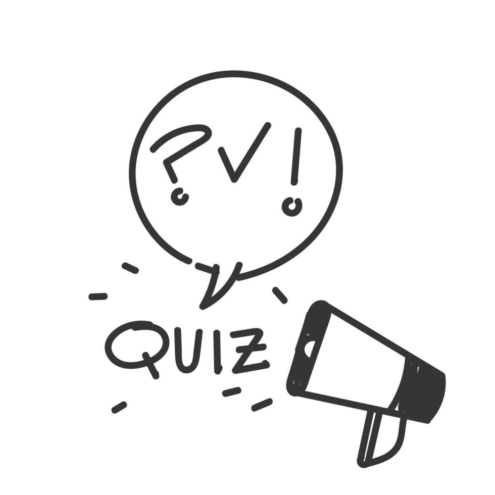 hand drawn doodle Quiz logo in comic style illustration vector