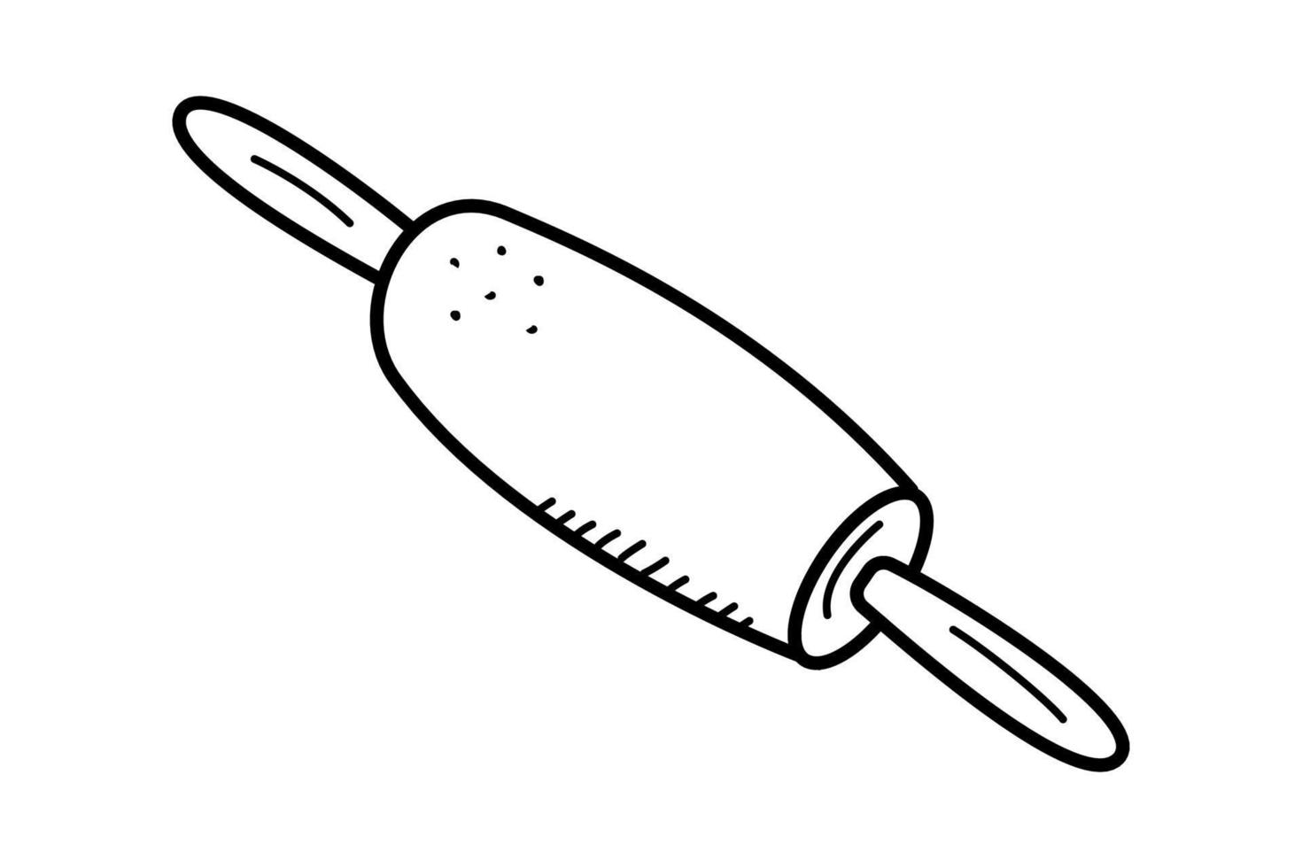 Vector icon rolling pin, doodle illustration of kitchen utensils, for baking and dough.