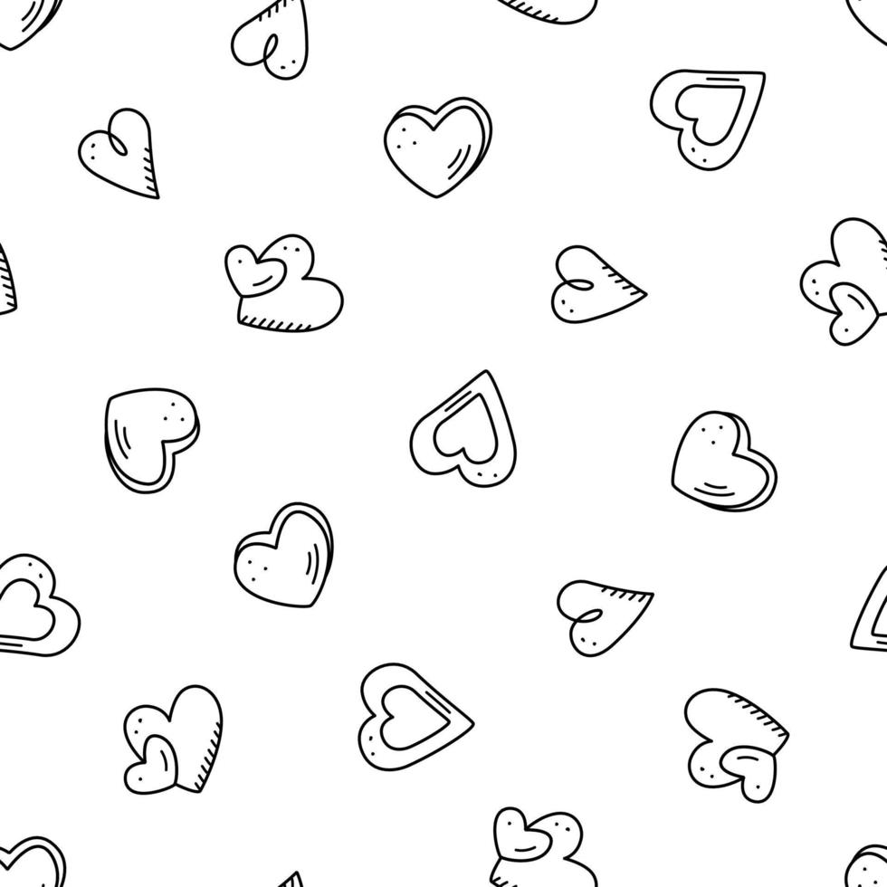 A set of black different hearts, seamless pattern, vector illustration, Valentine s Day or wedding concept