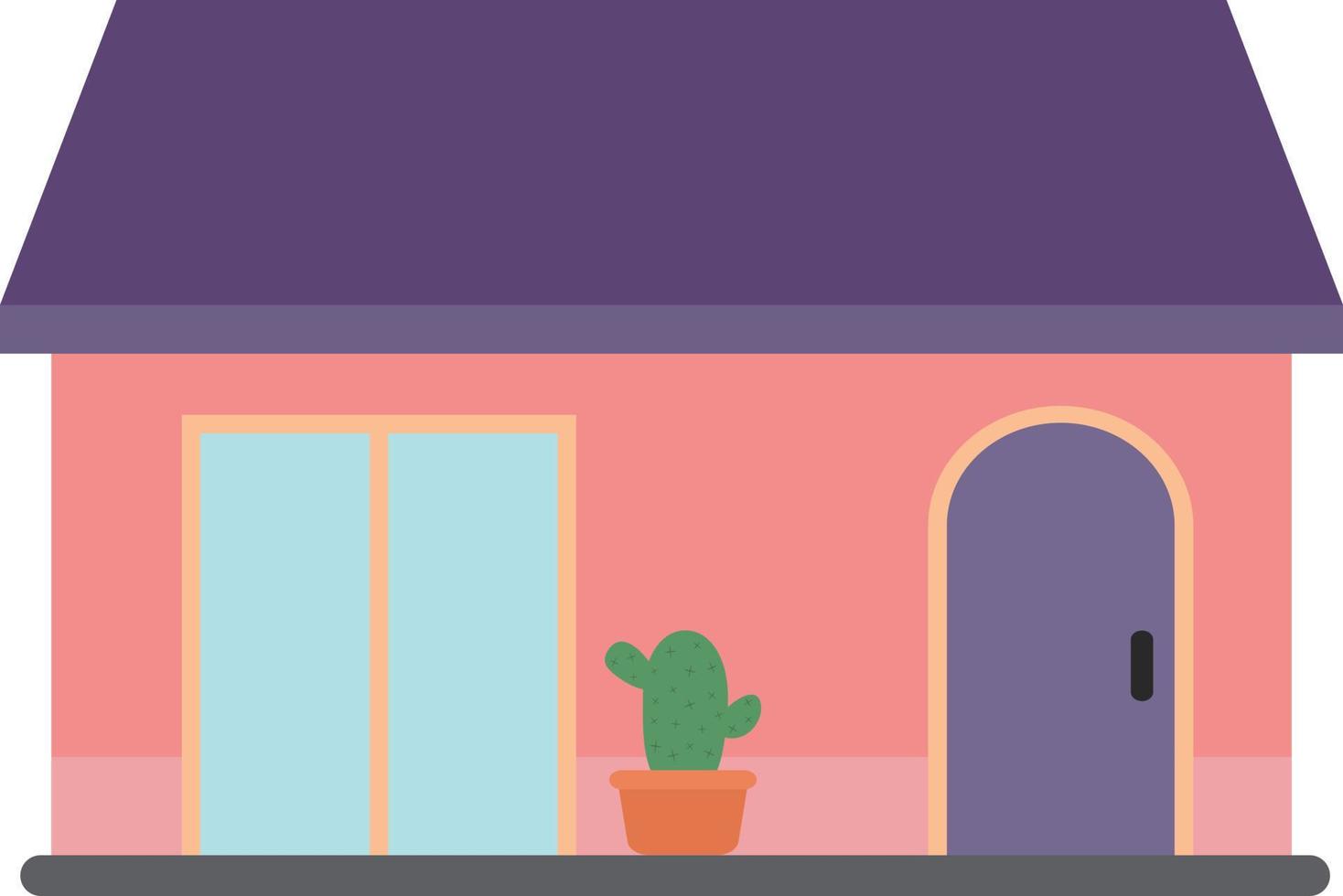 Cartoon house illustration, cottage building in flat style. vector