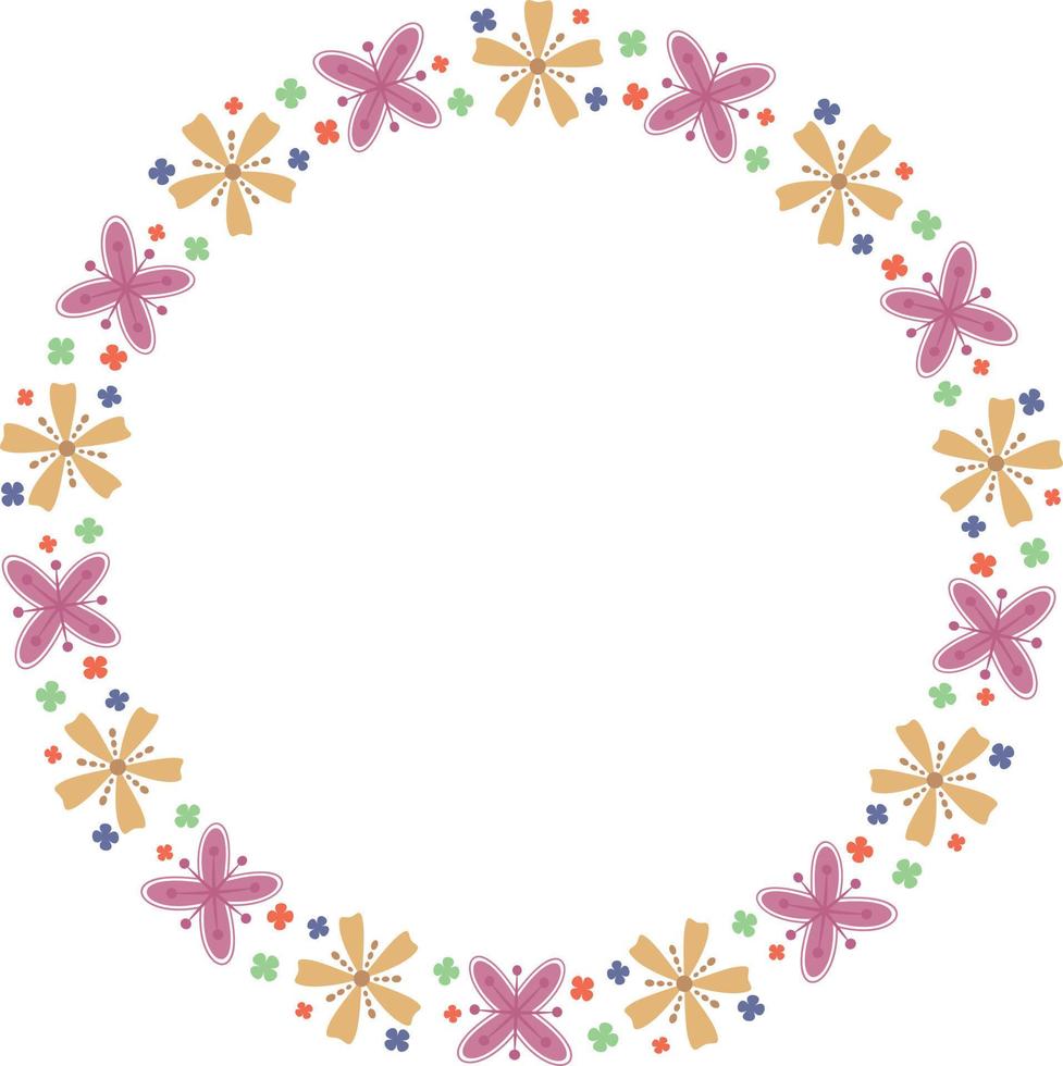Beautiful flower pattern circular frame design, Border element with flower creation. vector