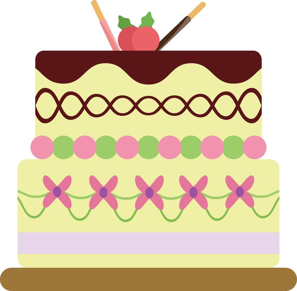 diseño de icono de pastel de fiesta, ilustración de elemento de pastel de cumpleaños. vector