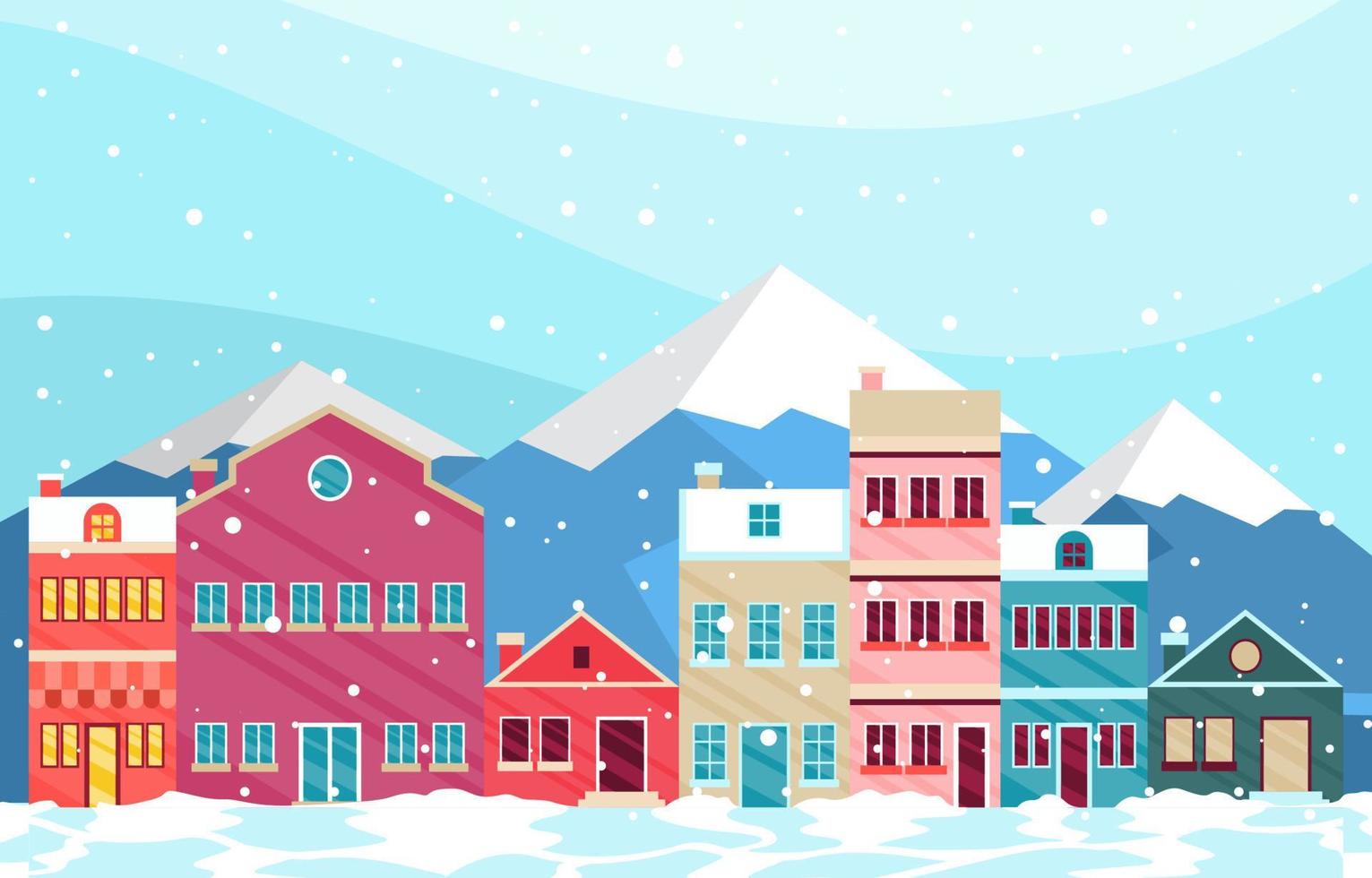 Winter City Scape Background vector