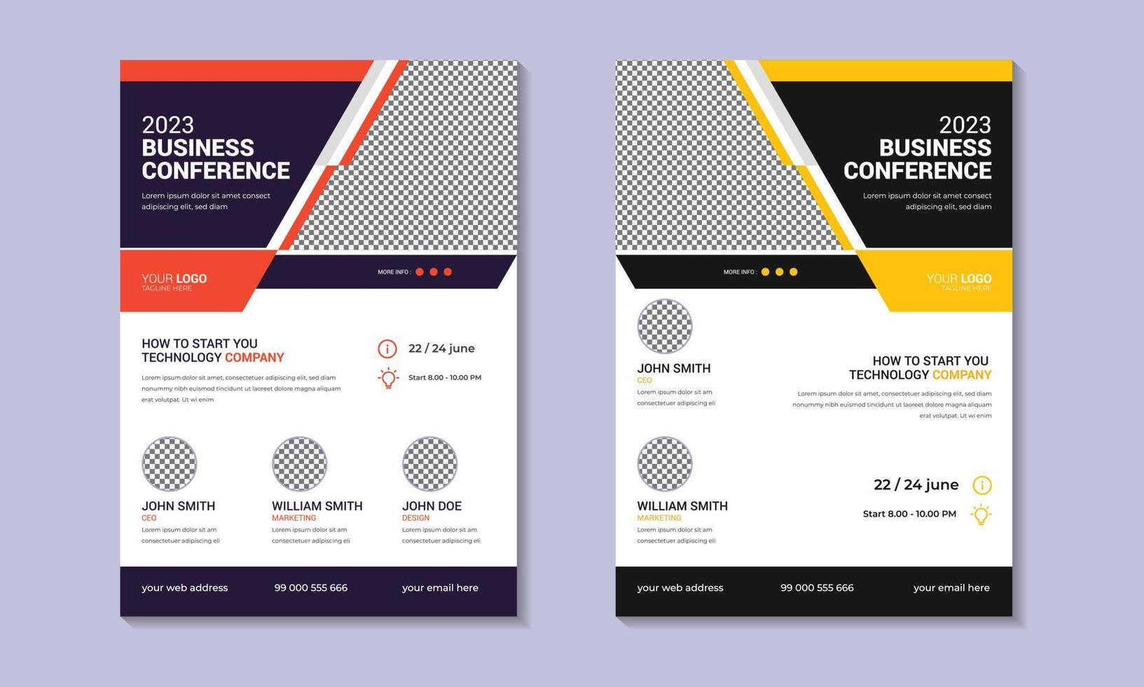 Business Conference Flyer Template. Corporate and Modern business conference poster or  flyer design template in A4 size. vector