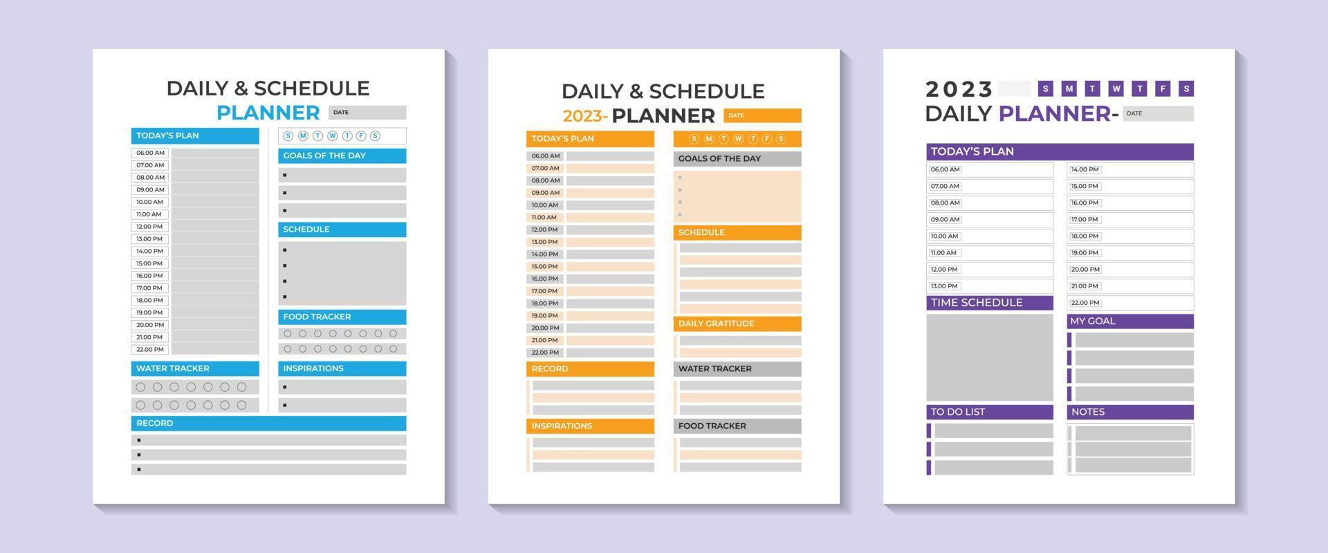 Daily planner printable template Vector. vector