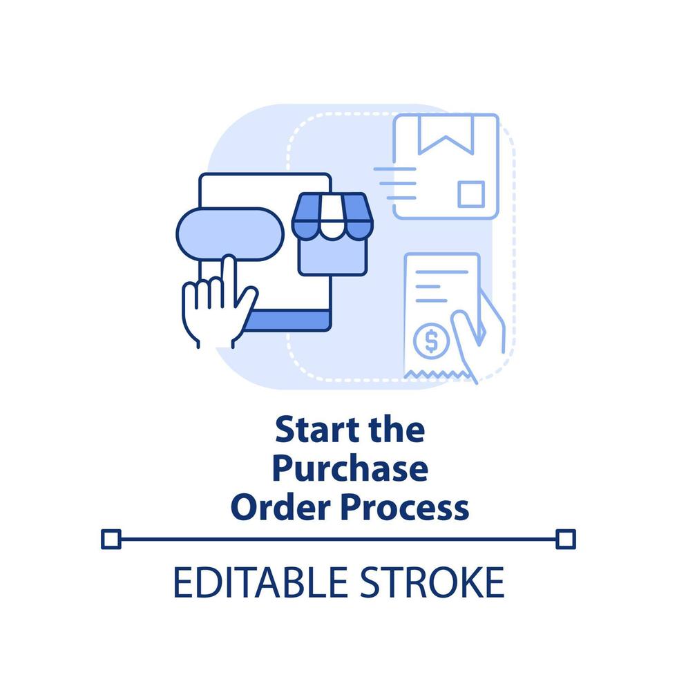 Start purchase order process light blue concept icon vector