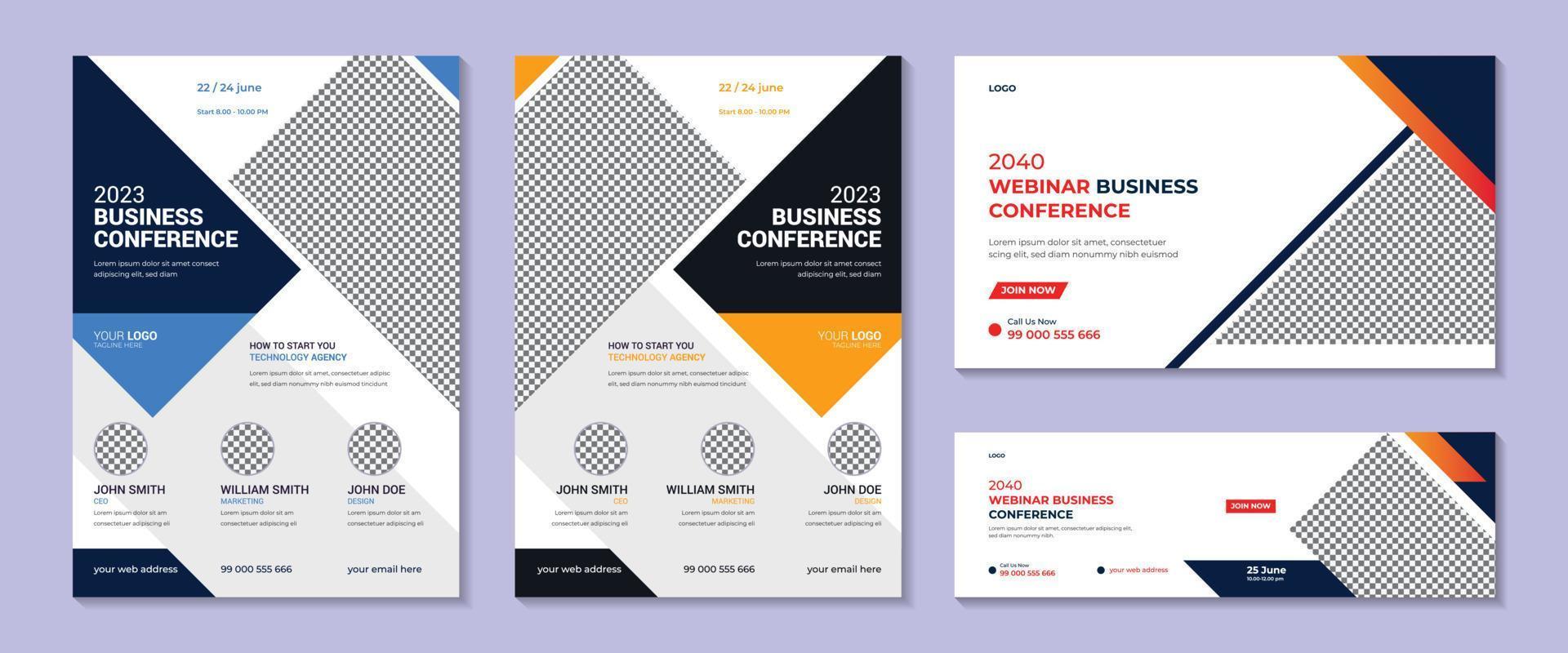 Corporate and Modern business conference poster or flyer design template. vector