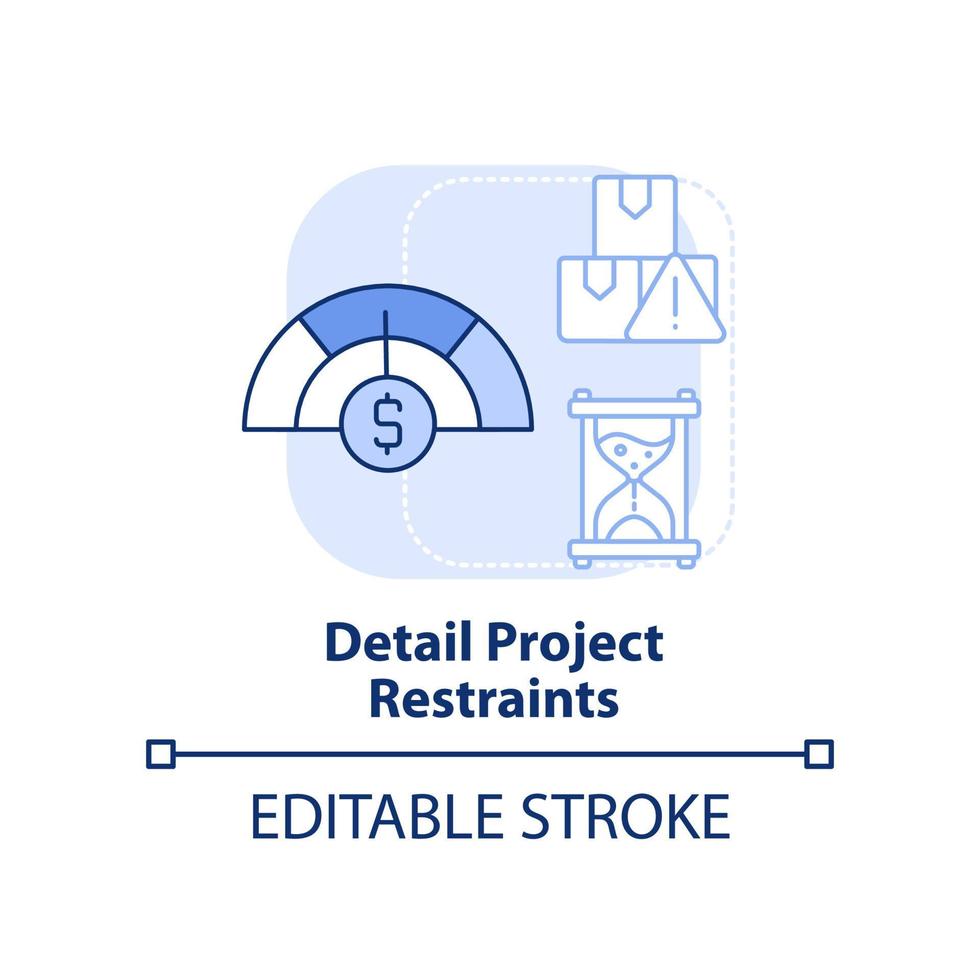 Detail project restraints light blue concept icon vector