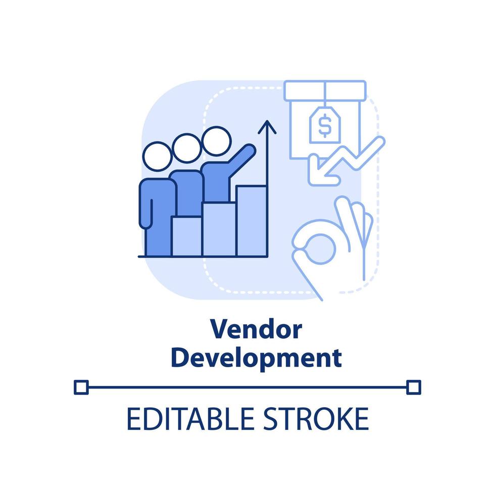 Vendor development light blue concept icon vector