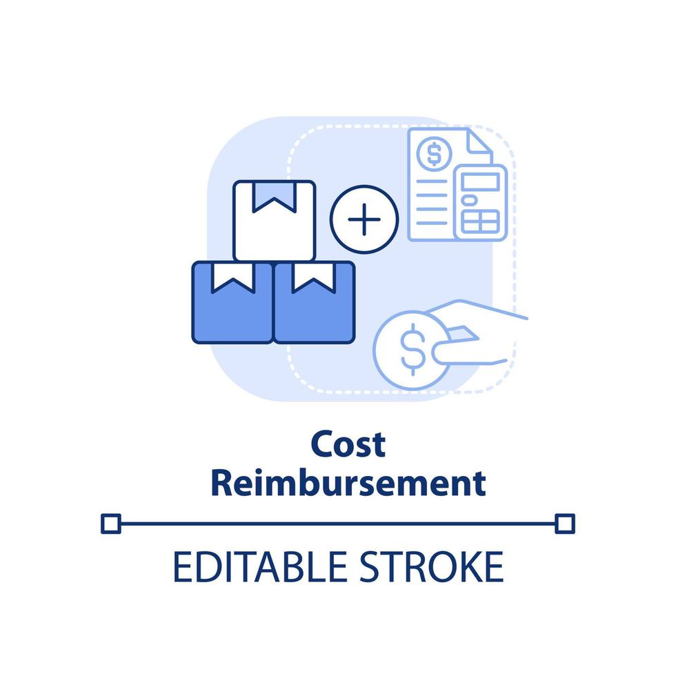 Cost reimbursement light blue concept icon vector