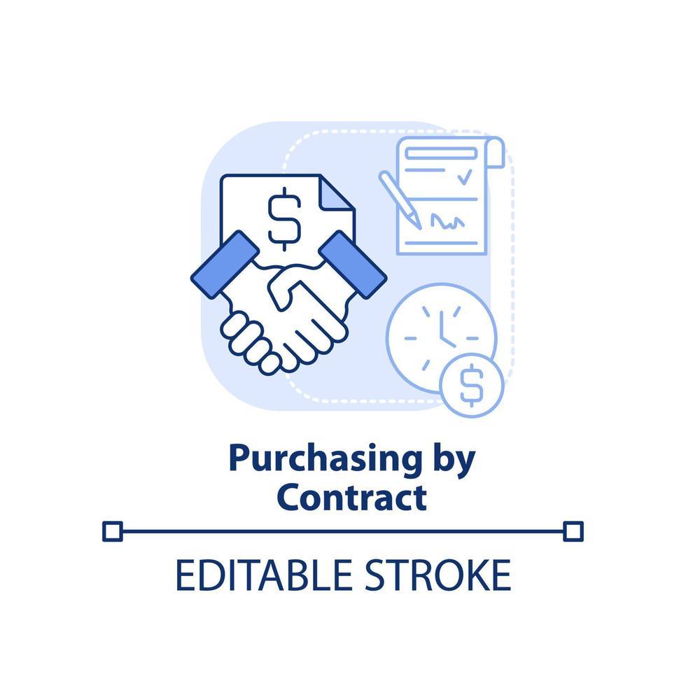 Purchasing by contract light blue concept icon vector