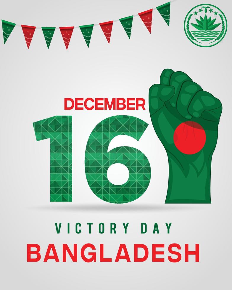 día de la victoria de bangladesh 16 de diciembre, fondo con mano de protesta vector